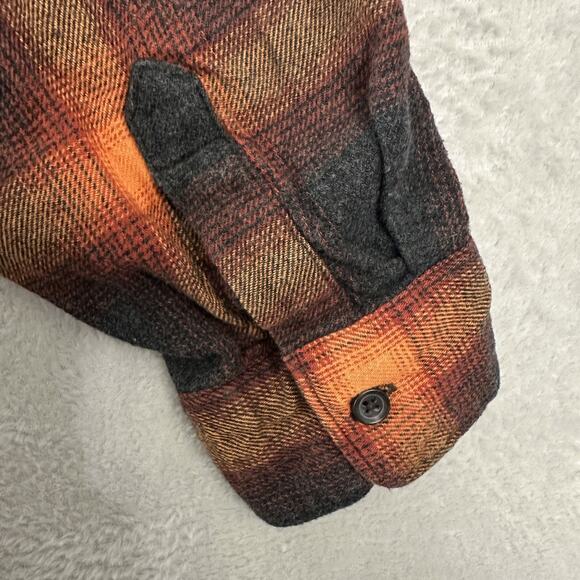 Old Navy The Boyfriend Shirt Orange Plaid Flannel Swift Swiftie Evermore XL - Picture 8 of 14
